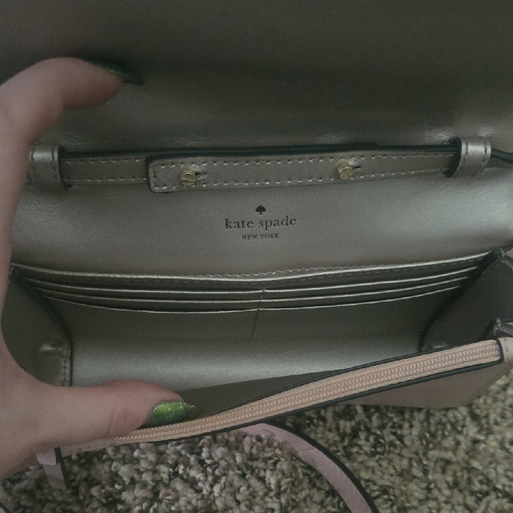 Kate Spade Blush Pink & Metallic Pink Aztec Crossbody Bag (EUC)(LIKE NEW)💕♠️💕 - Picture 7 of 12